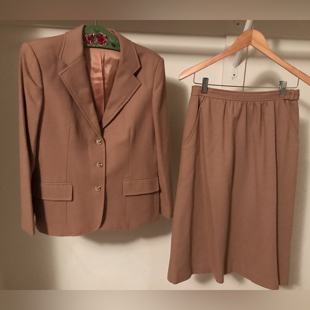Wool polyester beige suit size 12